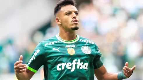 Gabriel Menino jogador do Palmeiras comemora seu gol durante partida contra o Agua Santa no estadio Arena Allianz Parque pelo campeonato Paulista 2023. Jogador foi criticado nas redes sociais. Foto: Marcello Zambrana/AGIF