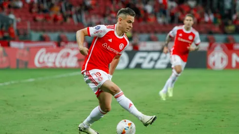 Rafael Borre jogador do Internacional durante partida contra o Real Tomayapo no estadio Beira-Rio pela Copa Sul-Americana 2024. Atleta pode ser baixa no próximo jogo. Foto: Lucas Gabriel Cardoso/AGIF
