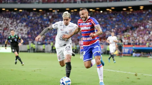 CE – FORTALEZA – 03/10/2023 – COPA SUL-AMERICANA 2023, FORTALEZA X CORINTHIANS – Guilherme jogador do Fortaleza durante partida contra o Corinthians no estadio Arena Castelao pelo campeonato Copa Sul-Americana 2023. Foto: Lucas Emanuel/AGIF
