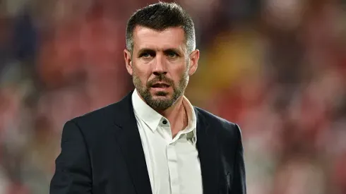 Paulo Pezzolano during the La Liga match between Rayo Vallecano and Real Valladolid at Estadio de Vallecas on May 04, 2023 in Madrid, Spain. (Photo by Ruben de la Fuente Perez/NurPhoto via Getty Images)
