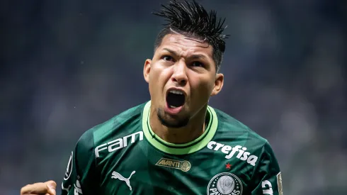 Rony jogador do Palmeiras comemora gol durante partida contra o Barcelona de Guayaquil no estádio Arena Allianz Parque pelo campeonato Libertadores 2023. Jogador negou ida ao Cruzeiro. 
