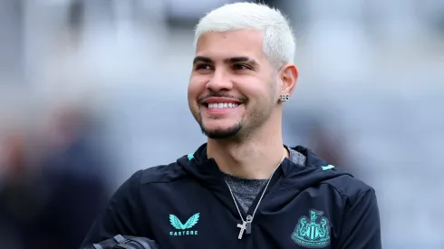 Bruno Guimaraes of Newcastle United arrives at the stadium prior to the Premier League match between Newcastle United and Sheffield United at St. James Park on April 27, 2024 in Newcastle upon Tyne, England. 
