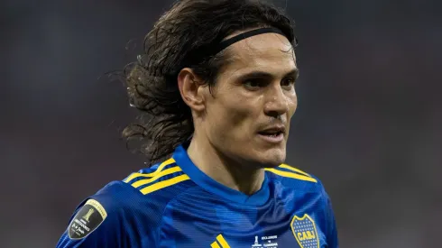 Cavani jogador do Boca Juniors durante partida contra o Fluminense no estádio Maracanã pelo campeonato Libertadores 2023. Atacante pode chegar ao time mineiro.
