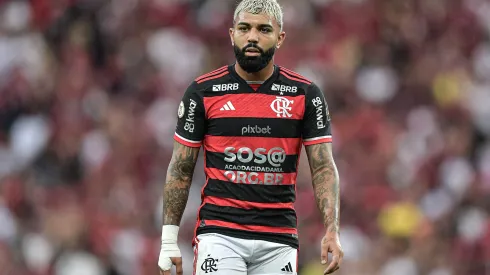 Gabigol durante confronto contra o Corinthians no Campeonato Brasileiro. 
