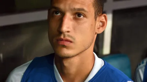 Gabriel Xavier, jogador do Bahia durante partida contra o Santos na Arena Fonte Nova pelo campeonato Brasileiro A 2023. 
