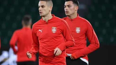 T0FCM3 Wolfsburg, Deutschland. 19th Mar, 2019. Players of Serbia during the final training session. GES/Football/Training National Team of Serbia, 19.03.2019 Football/Soccer: Serbian National Football Team, Training, Practice, Wolfsburg, March 19, 2019 | usage worldwide Credit: dpa/Alamy Live News