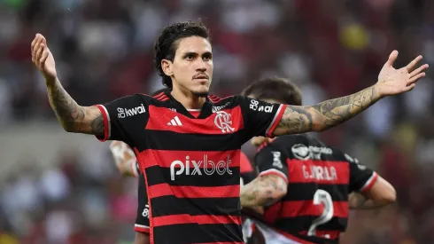 Atacante do Flamengo, Pedro, comemora um gol. (A.PAES / Alamy Stock Photo)