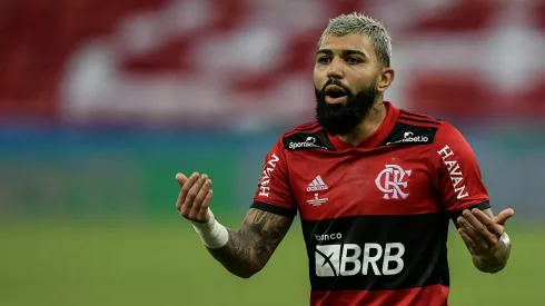 Gabigol jogador do Flamengo durante partida contra o Fluminense no estadio Maracana pelo campeonato Carioca 2021. Centroavante pode chegar só em janeiro
