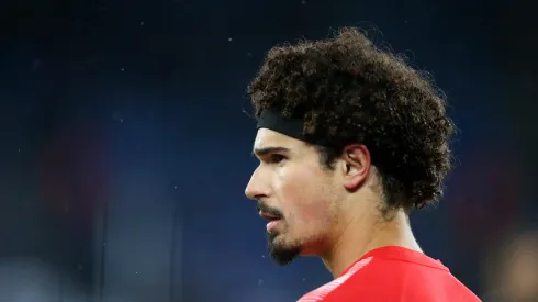Andre Ramalho of PSV Eindhoven looks on prior to the UEFA Conference League Quarter Final Leg One match between Leicester City and PSV Eindhoven at  on April 07, 2022 in Leicester, England. 
