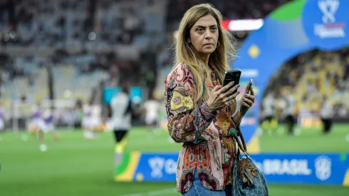 Leila Pereira presidente do Palmeiras durante partida contra o Flamengo no estadio Maracana pelo campeonato Brasileiro A 2024.   Foto: Thiago Ribeiro/AGIF
