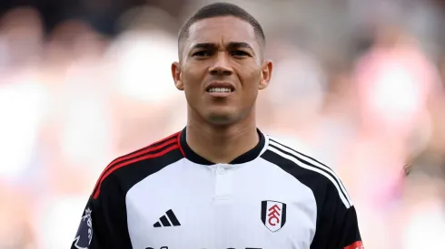 Carlos Vinicius of Fulham looks on during the Premier League match between Fulham FC and Sheffield United at Craven Cottage on October 07, 2023 in London, England.
