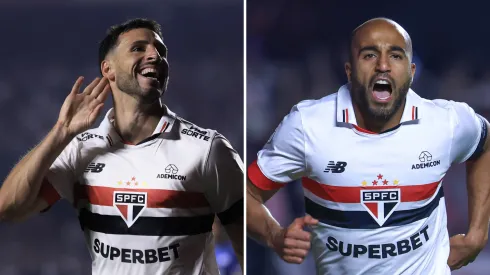 Calleri e Lucas, jogadores do São Paulo. Foto: Marcello Zambrana/AGIF
