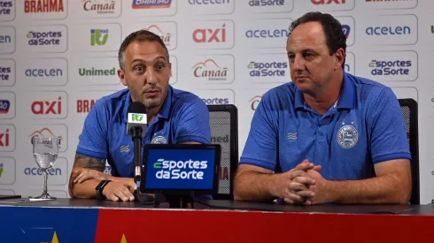 Rogerio Ceni, tecnico do Bahia e o diretor Cadu Santoro durante entrevista coletiva de imprensa<br />
 (Foto: Walmir Cirne/AGIF)
