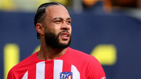 Memphis Depay of Atletico Madrid looks on during the LaLiga EA Sports match between Cadiz CF and Atletico Madrid at Estadio Nuevo Mirandilla on March 09, 2024 in Cadiz, Spain.
