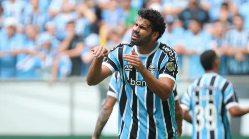 Diego Costa jogador do Gremio durante partida contra o Juventude no estadio Arena do Gremio pelo campeonato Gaucho 2024. Centroavante em partida do time gaúcho
