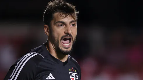 Rafael goleiro do São Paulo durante partida contra o Puerto Cabello no estádio Morumbi pelo campeonato Copa Sul-Americana 2023. Rafael mandou recado sobre as quartas
