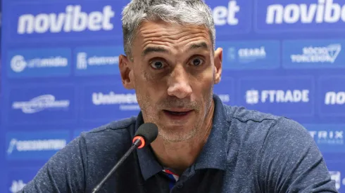  Juan Pablo Vojvoda técnico do Fortaleza durante entrevista coletiva apos a partida contra o Athletico-PR no estadio Arena da Baixada pelo campeonato Brasileiro A 2024. 
