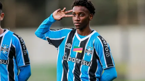  O jogador Gabriel Mec durante partida entre Gremio x Cruzeiro pelo campeonato Brasileiro Sub-20 no Ct Presidente Helio dourado. Gabriel Mec. 
