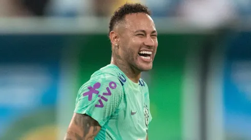 Neymar Jr., jogador da Seleção Brasileira, durante treino em Cuiabá.
