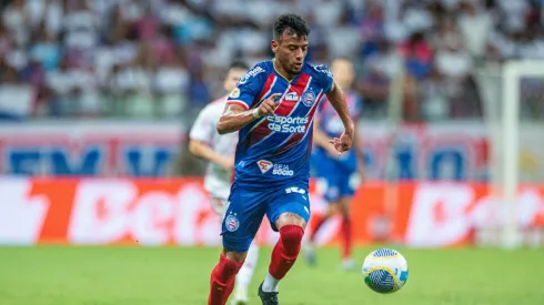 Lucho Rodriguez jogador do Bahia durante partida contra o Internacional no estadio Arena Fonte Nova pelo campeonato Brasileiro A 2024. 
