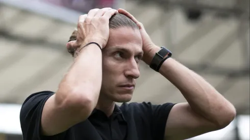 Filipe Luis, técnico do Flamengo, durante partida contra o Juventude (Foto: Jorge Rodrigues/AGIF)
