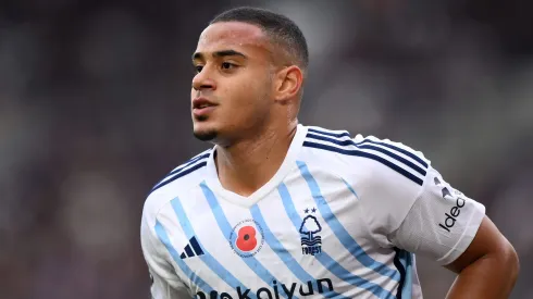 Murillo of Nottingham Forest  during the Premier League match between West Ham United and Nottingham Forest at London Stadium on November 12, 2023 in London, England. 
