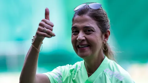 Leila Pereira presidente do Palmeiras no estádio Arena Allianz Parque antes da partida entre Palmeiras e Fluminense pelo campeonato Brasileiro A 2023. Foto: Fabio Giannelli/AGIF
