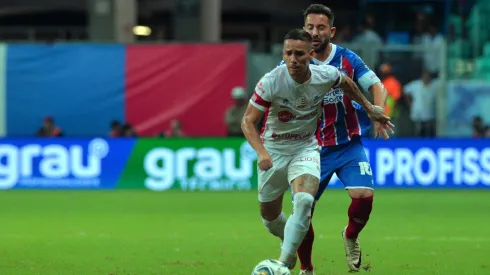 Cléo Silva, jogador do Náutico durante partida contra o Bahia no estádio Arena Fonte Nova pelo campeonato Copa Do Nordeste 2024. Foto: Walmir Cirne/AGIF