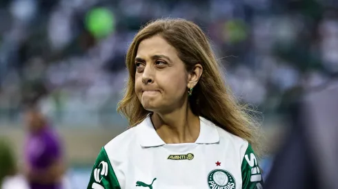 Leila Pereira presidente do Palmeiras antes da partida contra o Corinthians no estádio Arena Barueri pelo campeonato Brasileiro A 2025. Foto: Fabio Giannelli/AGIF