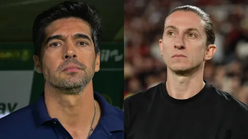 Abel Ferreira técnico do Palmeiras durante partida contra o Fortaleza Foto: Jota Erre/AGIF | Filipe Luis técnico do Flamengo durante partida contra o Santos Foto: Thiago Ribeiro/AGIF