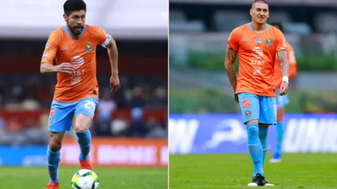 Oribe Peralta y Nicolás Castillo en el Estadio Azteca.
