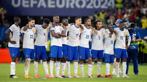 July 5, 2024, Hamburg, Germany: Team of France Theo Hernandez, Aurelien Tchouameni, Marcus Thuram, Youssouf Fofana, William Saliba, Bradley Barcola, Jules Kounde, NÃââ Golo Kante and Ousmane Dembele seen in action during the UEFA EURO, EM, Europameisterschaft,Fussball 2024 Quarterfinal match between Portugal and France at the Volksparkstadion in Hamburg. Hamburg Germany – ZUMAs227 20240705_zip_s227_032 Copyright: xMateuszxSlodkowskix
