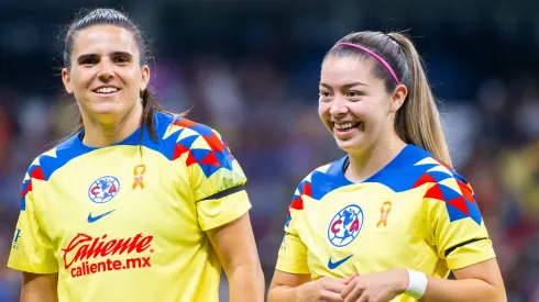 Katty Martínez no oculta su amor por el América FemenilAndrea Pereira y Katty Martínez, durante el partido de ida de las semifinales del torneo Clausura 2024 de la Liga BBVA MX Femenil, entre las Águilas del América y las Tigres de la U.A.N.L., celebrado en el Estadio Azteca. Foto: Imago7 / Diego Padilla
