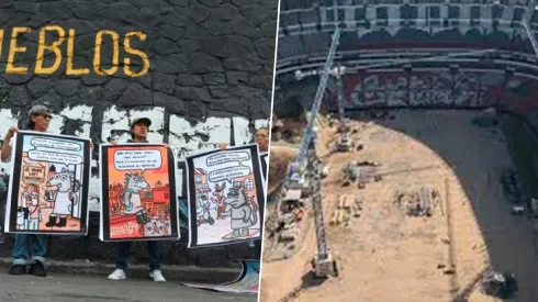 Vecinos protestan por las obras.
