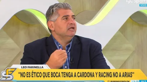 Farinella: "No es ético que Boca tenga a Cardona y Racing no a Arias"