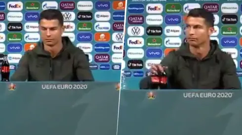 Video viral: a Cristiano Ronaldo le dieron una gaseosa en la rueda de prensa y se enojó