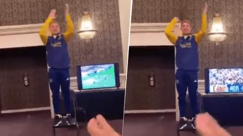 Esteban Rolón se divirtió en la concentración de Boca.