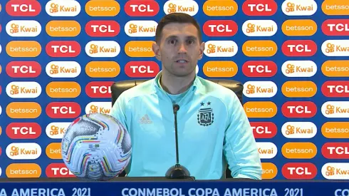 Martínez participó de la conferencia de prensa de Argentina antes de la final.
