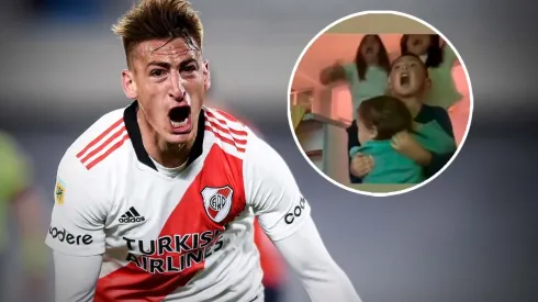 Braian Romero y la reacción de su familia por el gol ante Independiente (Foto: Getty Images)
