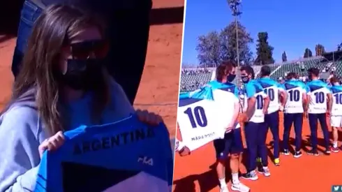 Hermoso homenaje a Diego en el tenis.
