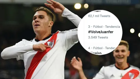 El ida y vuelta entre Juanfer Quintero y los hinchas de River (Foto: Getty Images)
