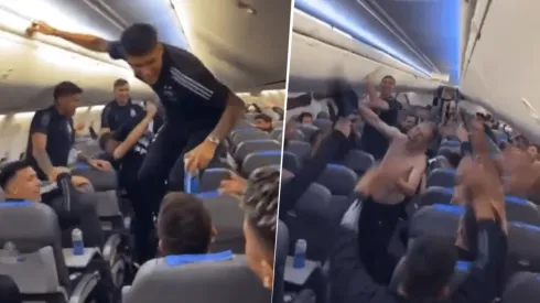 La Selección, de fiesta en el avión.
