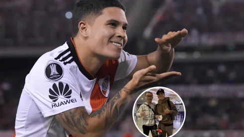 El detalle en la foto de Juanfer antes de tomar el avión que vuelve locos a los hinchas de River
