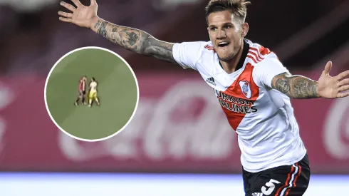 Zuculini invitó a un jugador a River en pleno partido.