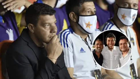 Battaglia, su cuerpo técnico y el Consejo, reunidos.
