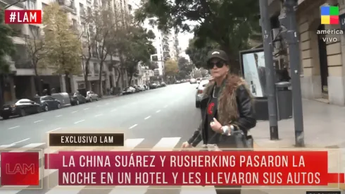 La China Suárez fue captada por las cámaras de LAM con Rusherking.
