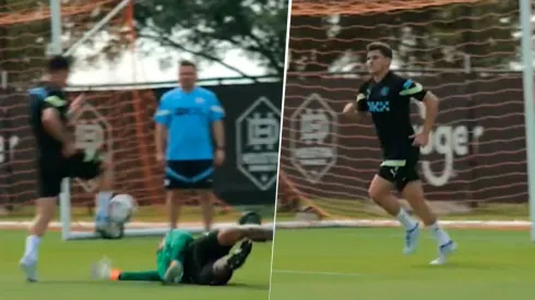 VIDEO | Julián Álvarez se la picó a Ederson en el entrenamiento del City