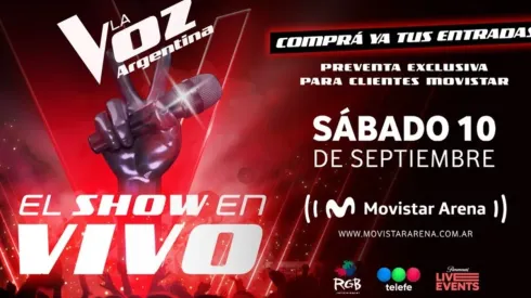 La Voz Argentina tendrá un show EN VIVO en el Movistar Arena.
