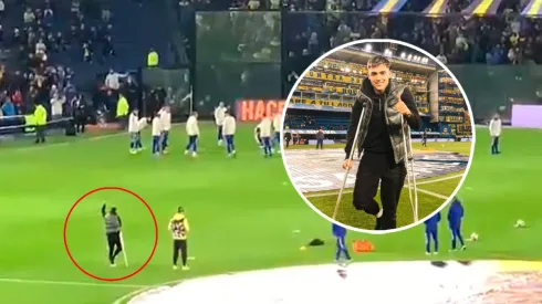 VIDEO | Zeballos entró en muletas a La Bombonera y fue ovacionado