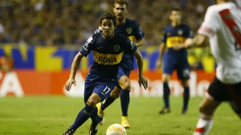 Marcelo Meli y Gino Peruzzi en el Boca-River de 2015.
